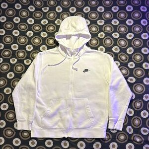 Nike White Zip-Up Hoodie